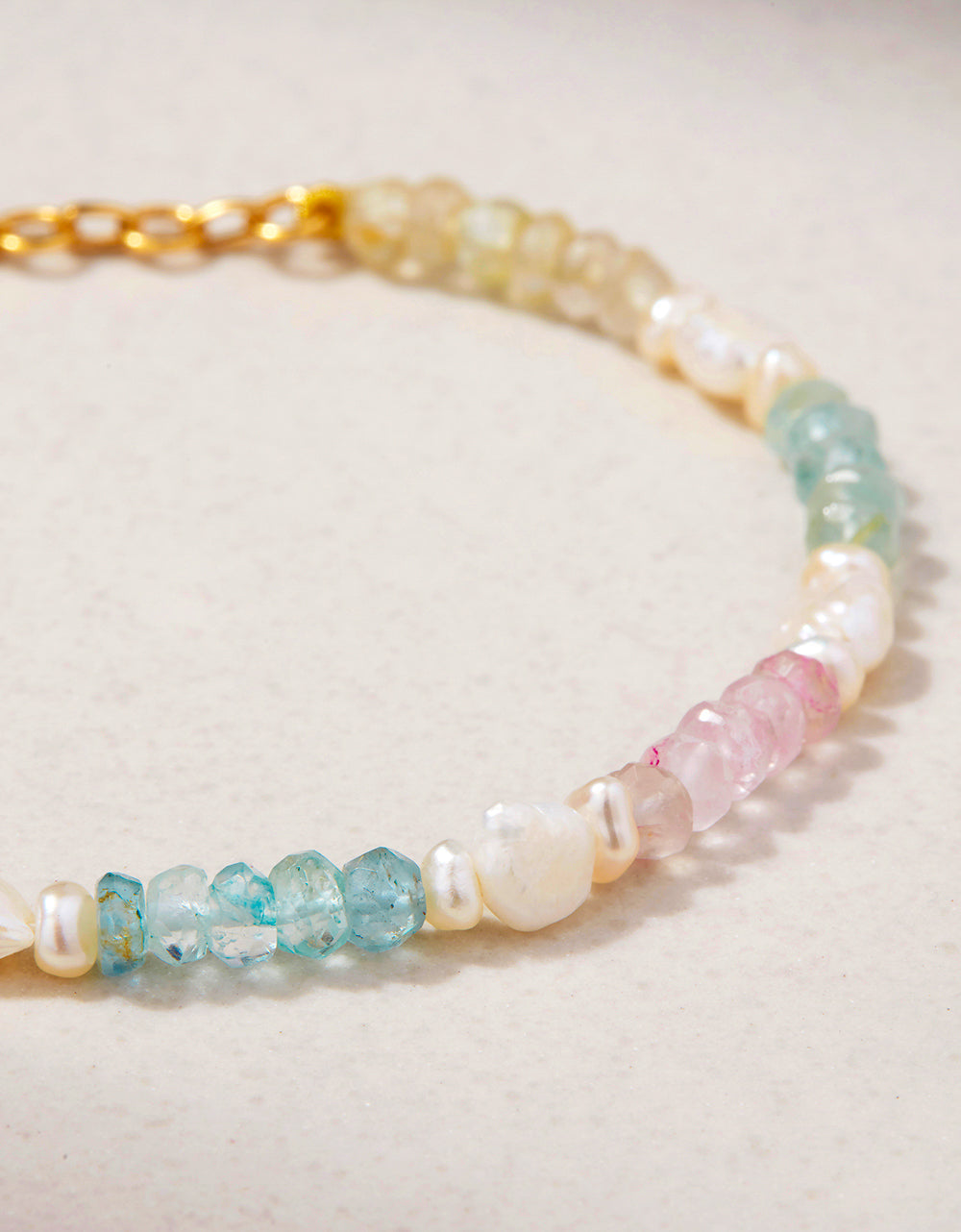 Pink City Prints Aquamarine and Pearl Bracelet