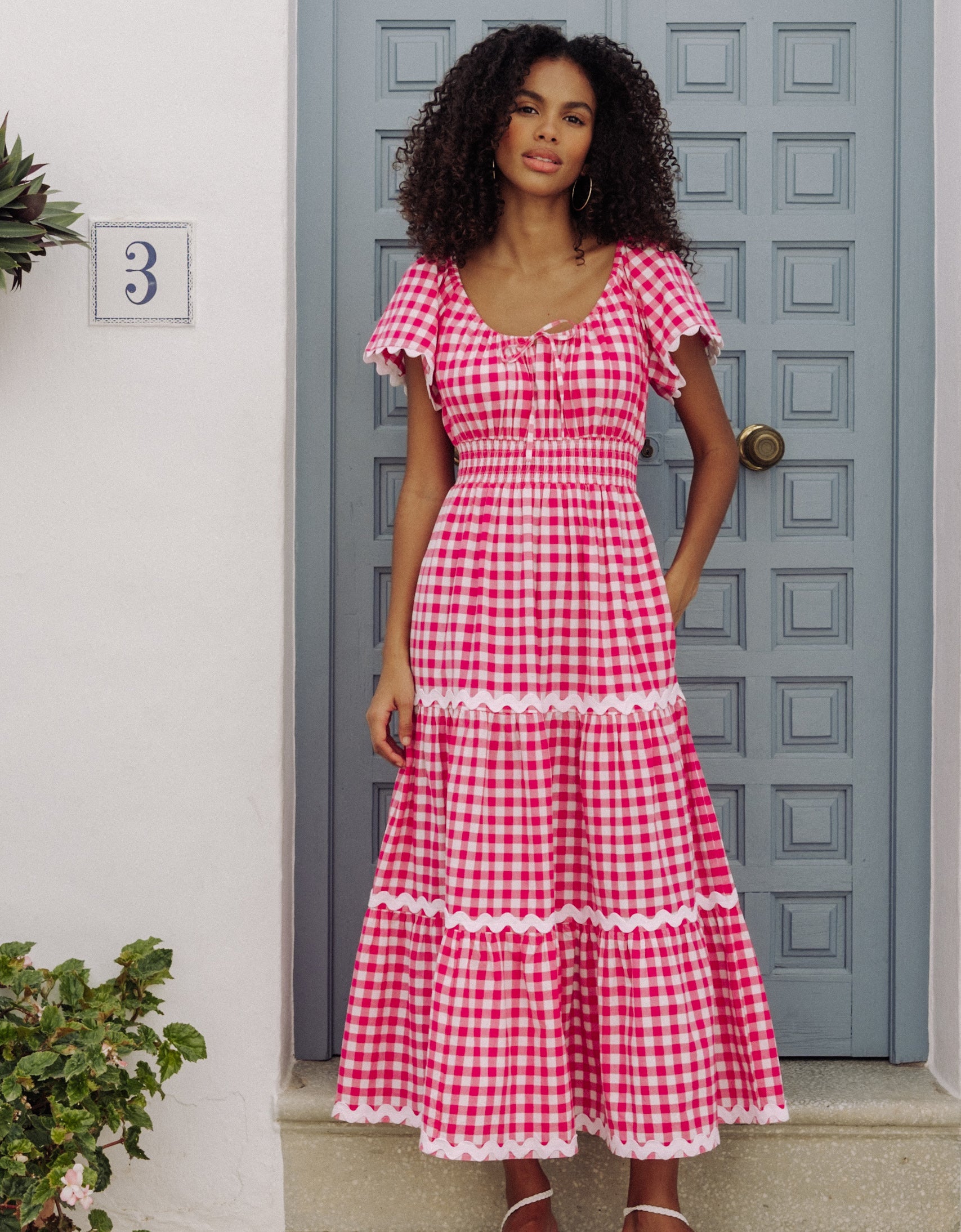 Pink City Prints Berry Gingham Spanish Rah Rah