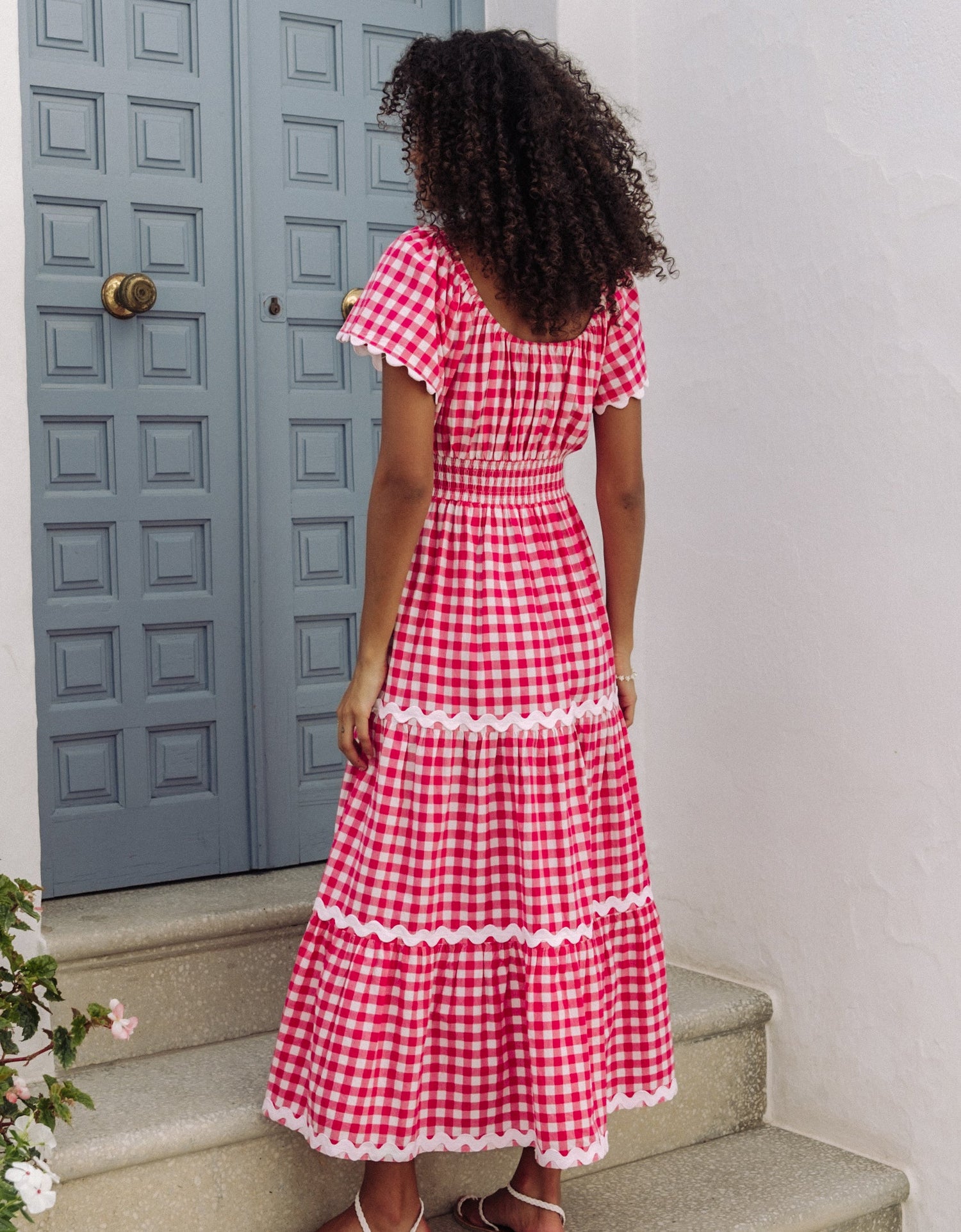 Pink City Prints Berry Gingham Spanish Rah Rah