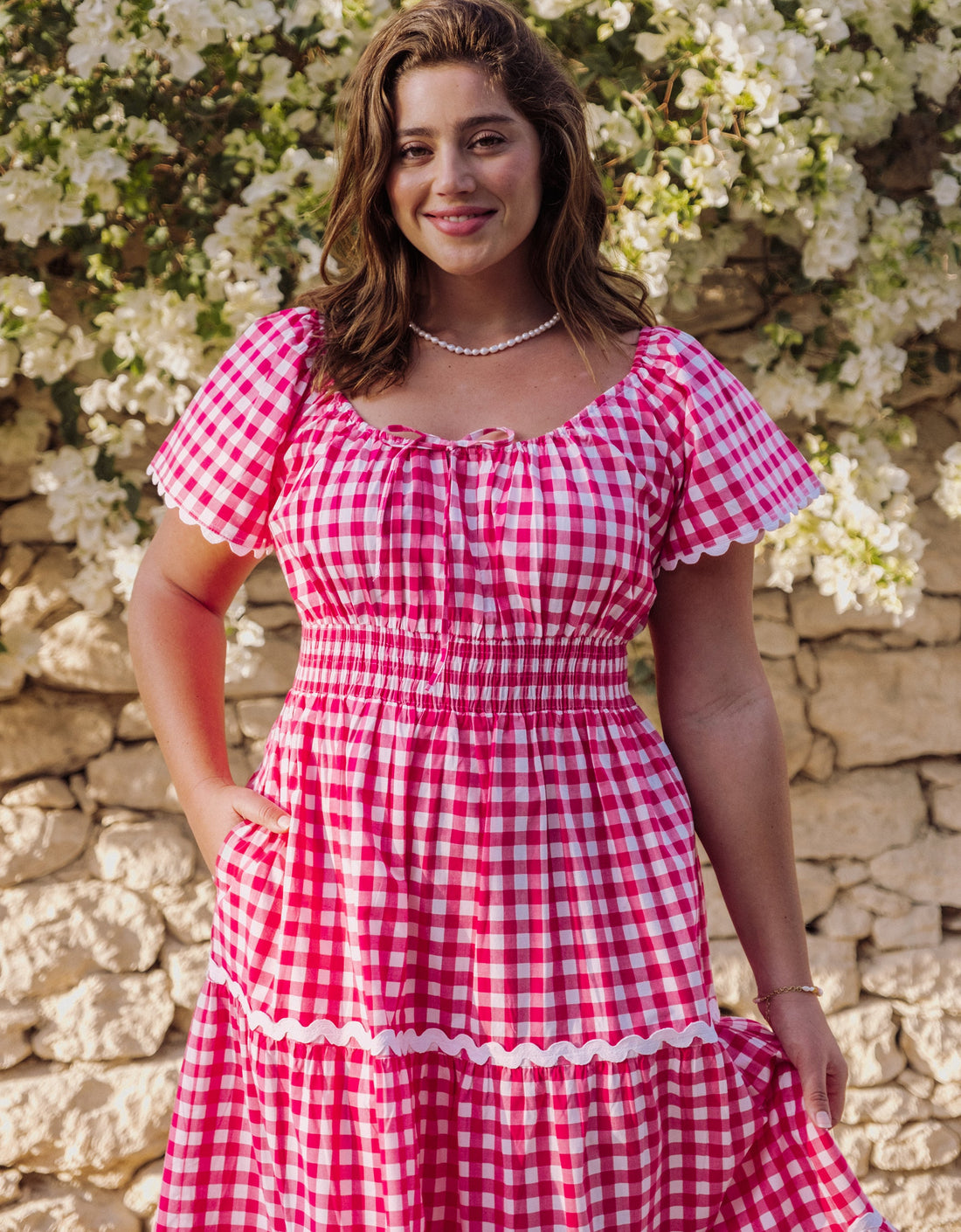 Pink City Prints Berry Gingham Spanish Rah Rah