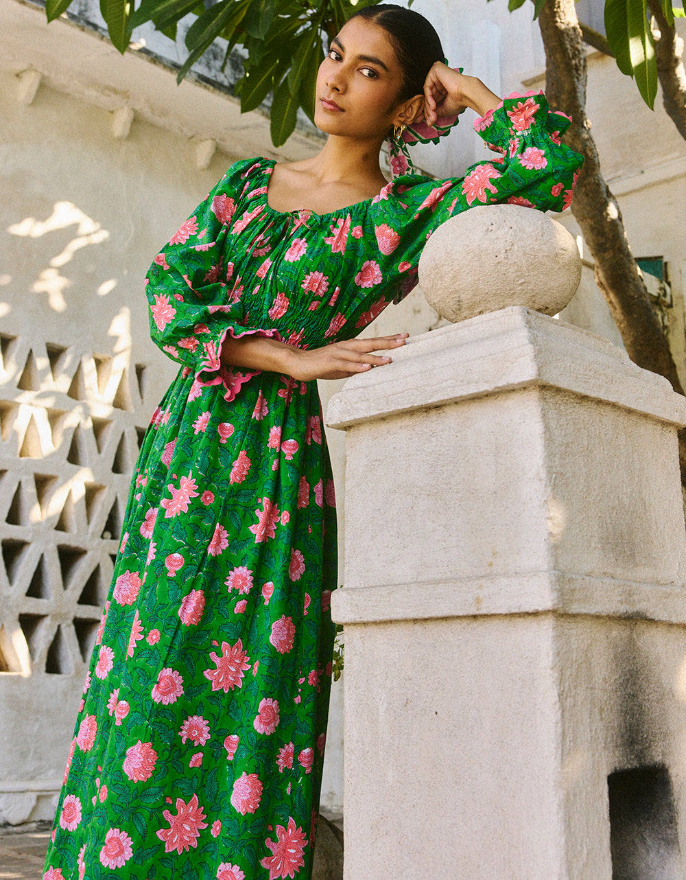 Pink City Prints Emerald Jungle Hampi Dress