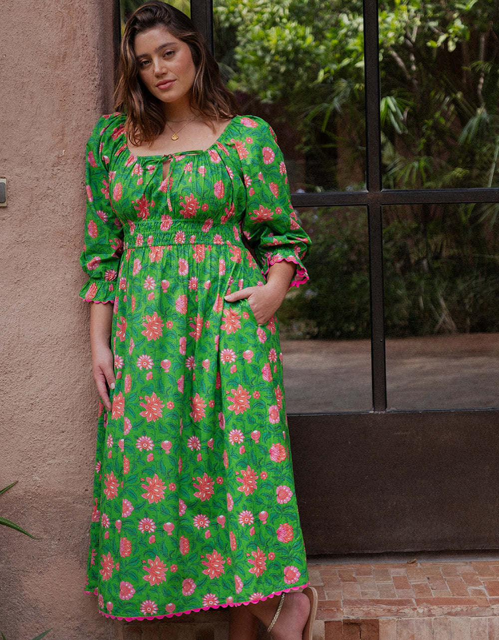 Pink City Prints Emerald Jungle Hampi Dress