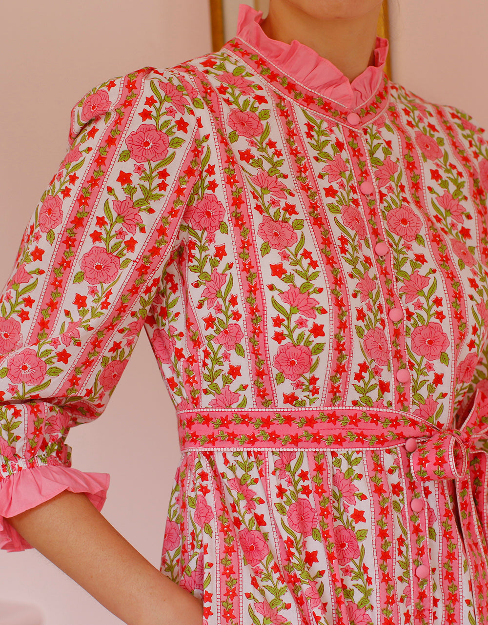 Pink City Prints Festive Border Tilly Dress