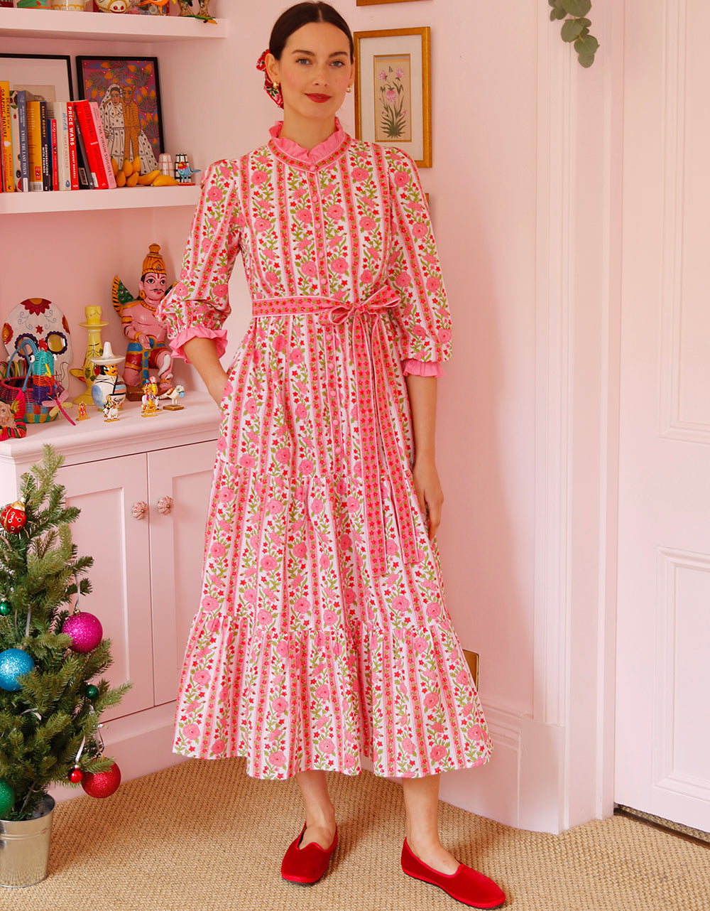 Pink City Prints Festive Border Tilly Dress