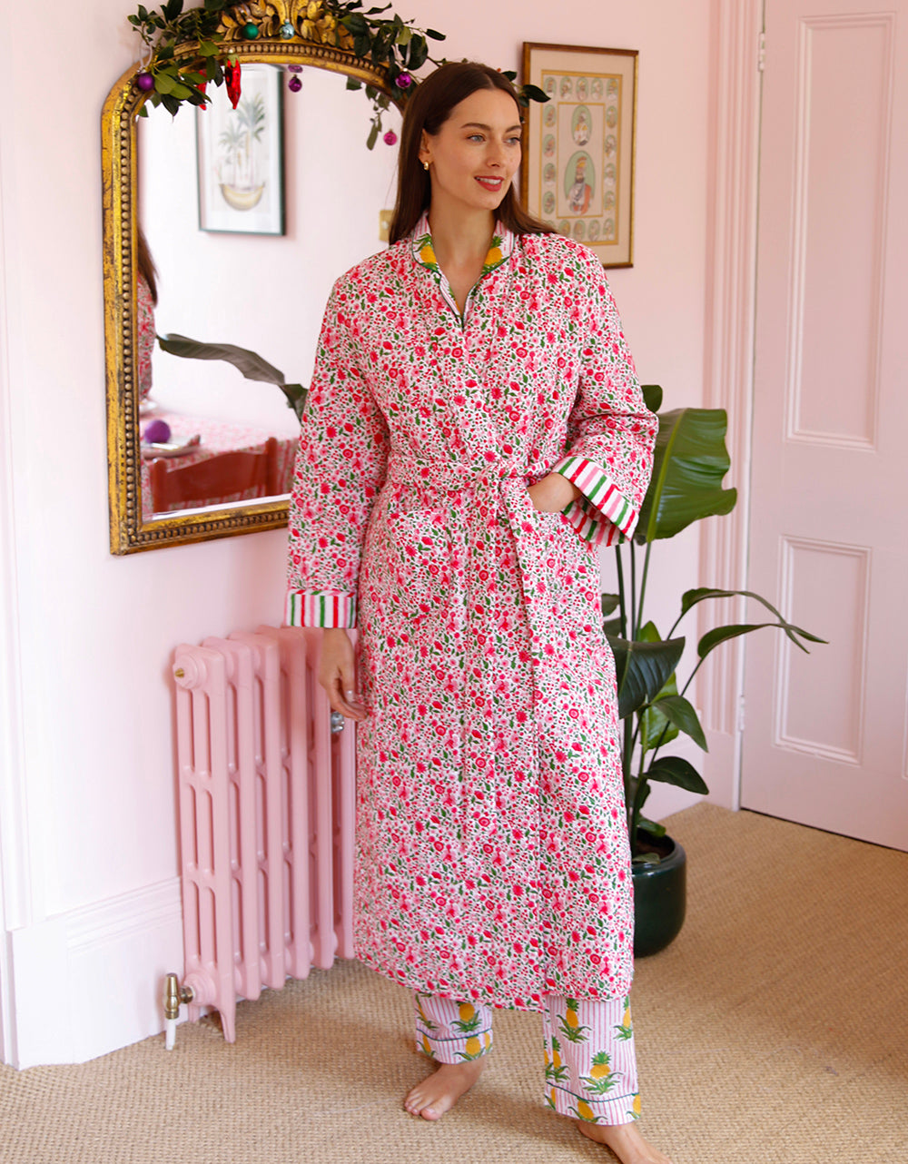 Pink City Prints Festive Ditsy Dressing Gown