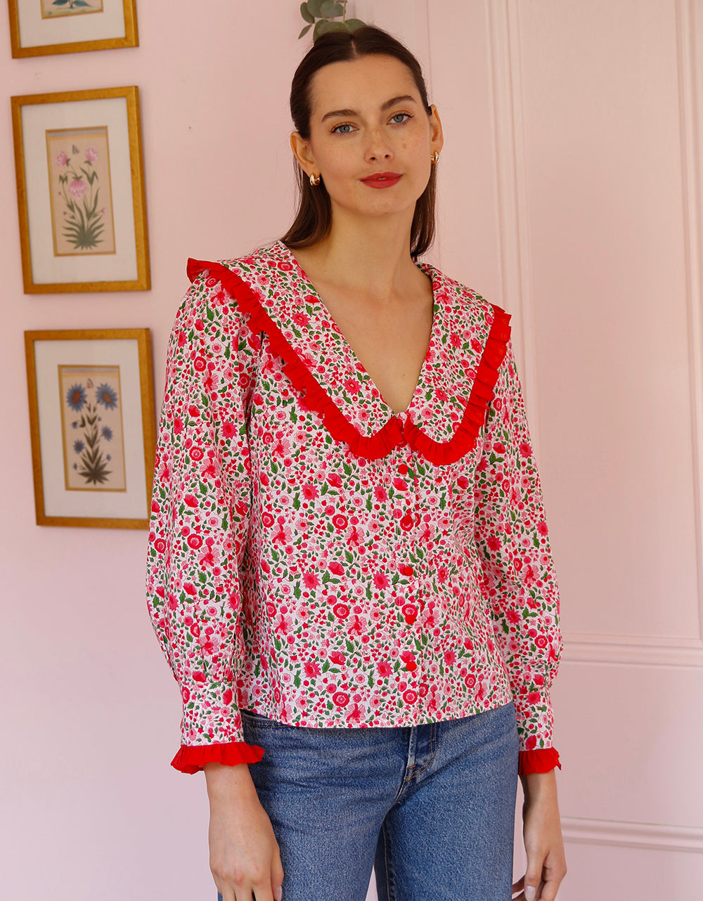 Pink City Prints Festive Ditsy Esme Blouse