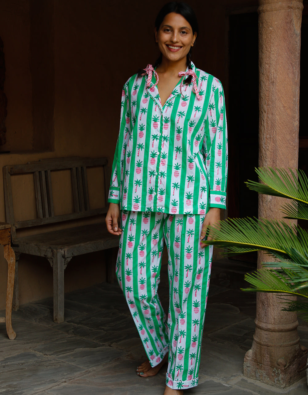 Pink City Prints Festive Pineapple Pyjama Set