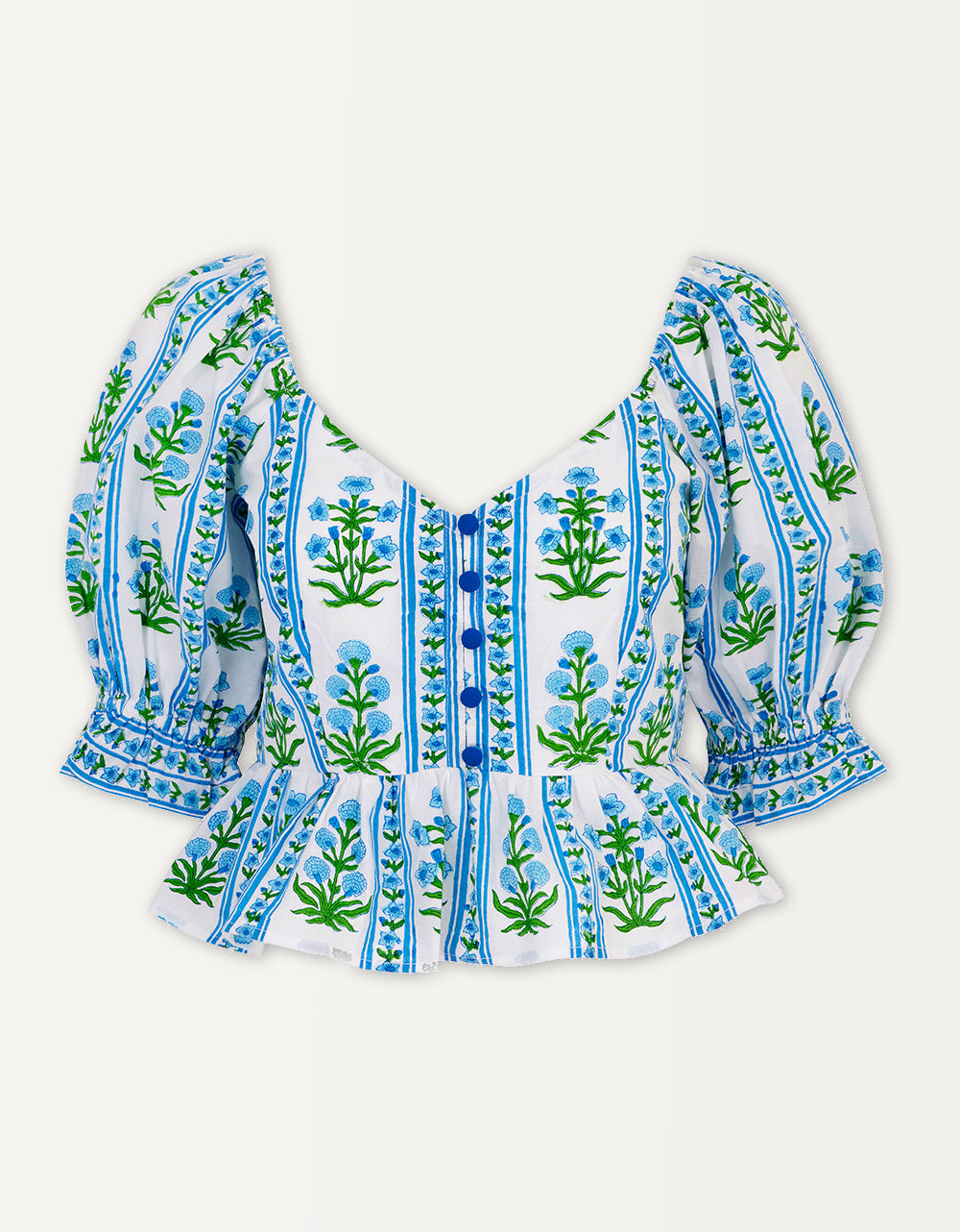 Pink City Prints Indigo Border Agnes Blouse