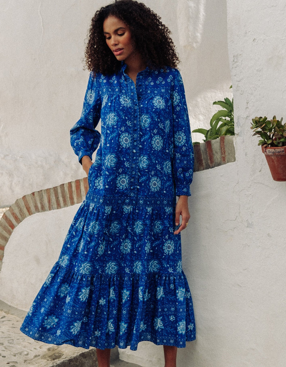 Pink City Prints Indigo Forest Margot Dress