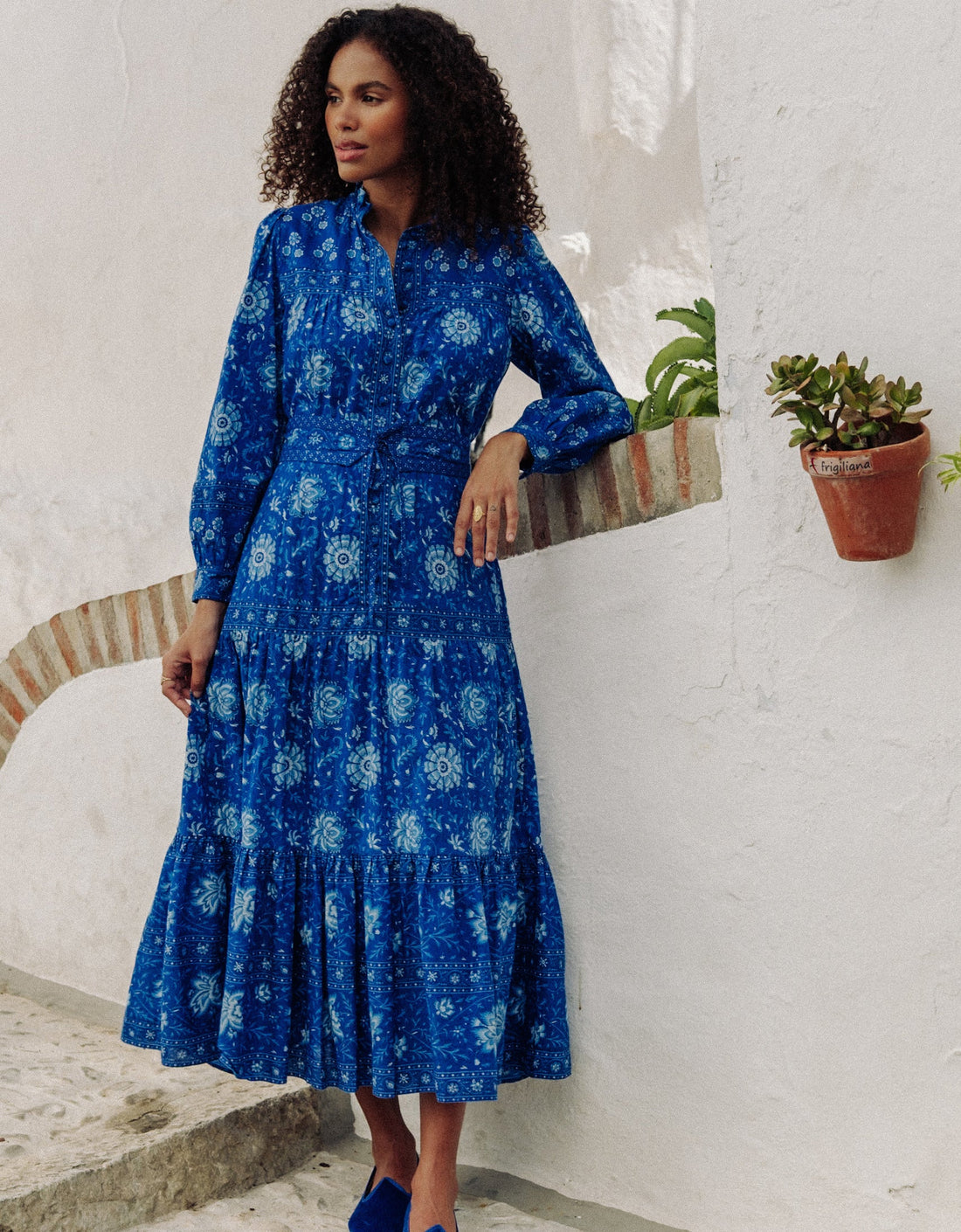 Pink City Prints Indigo Forest Margot Dress