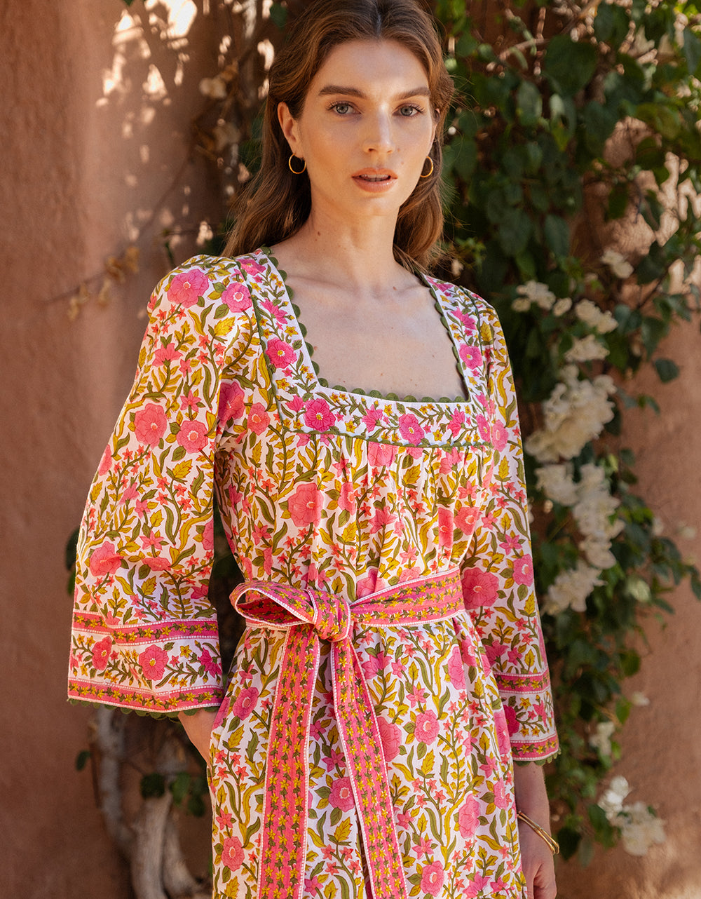 Pink City Prints Lime Fields Hippie Dress