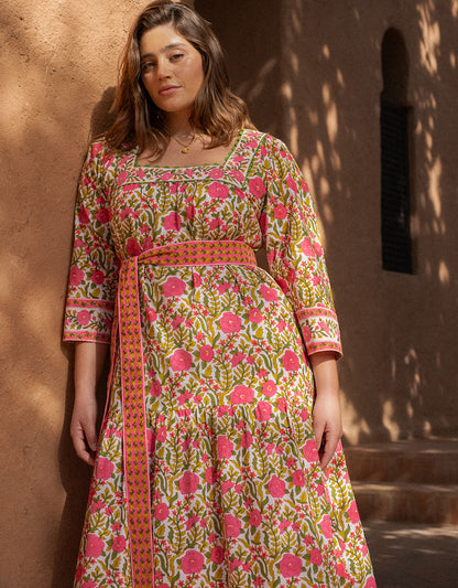 Pink City Prints Lime Fields Hippie Dress