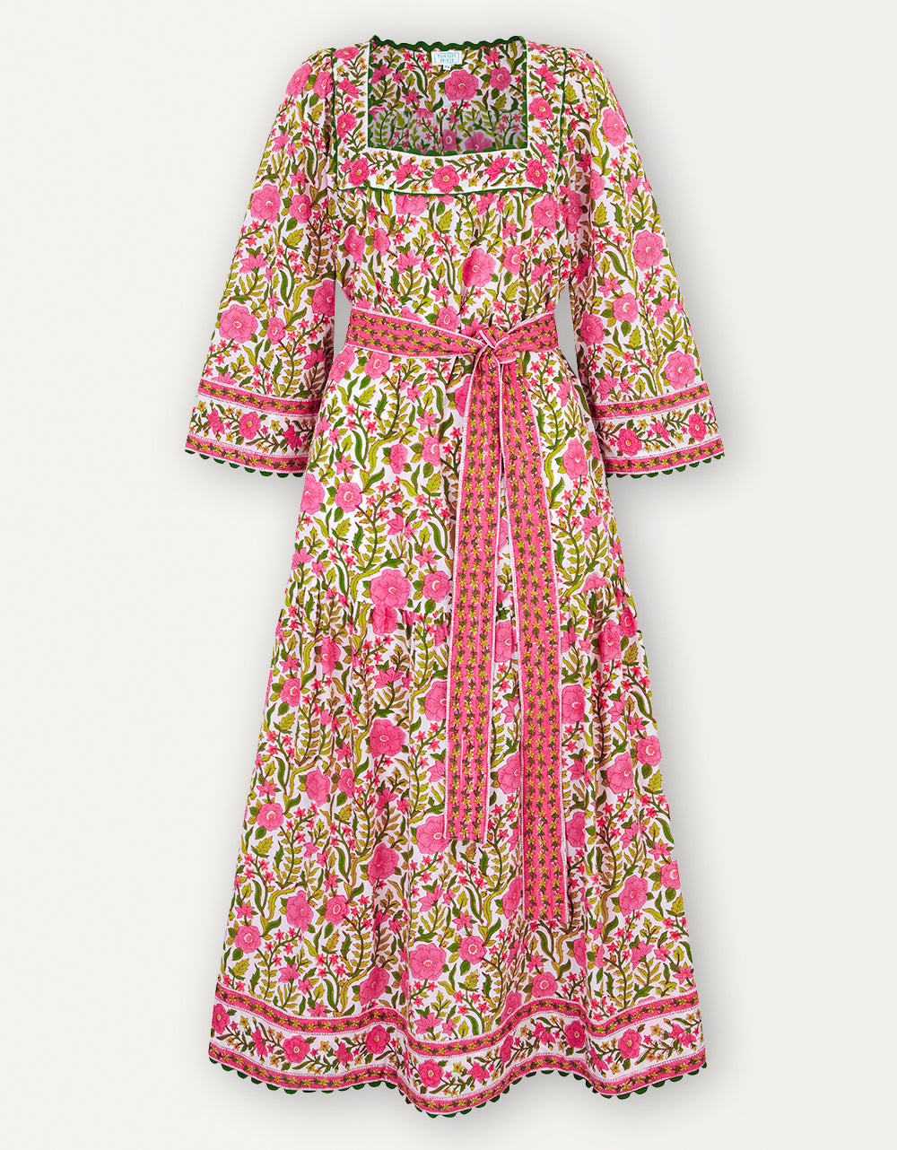 Pink City Prints Lime Fields Hippie Dress