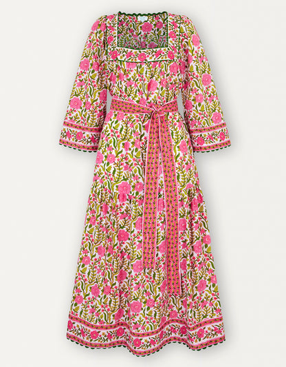 Pink City Prints Lime Fields Hippie Dress