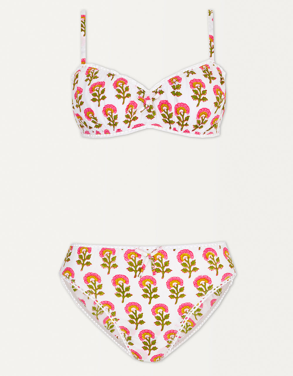 Pink City Prints Lime Meadow Bra and Pants Set