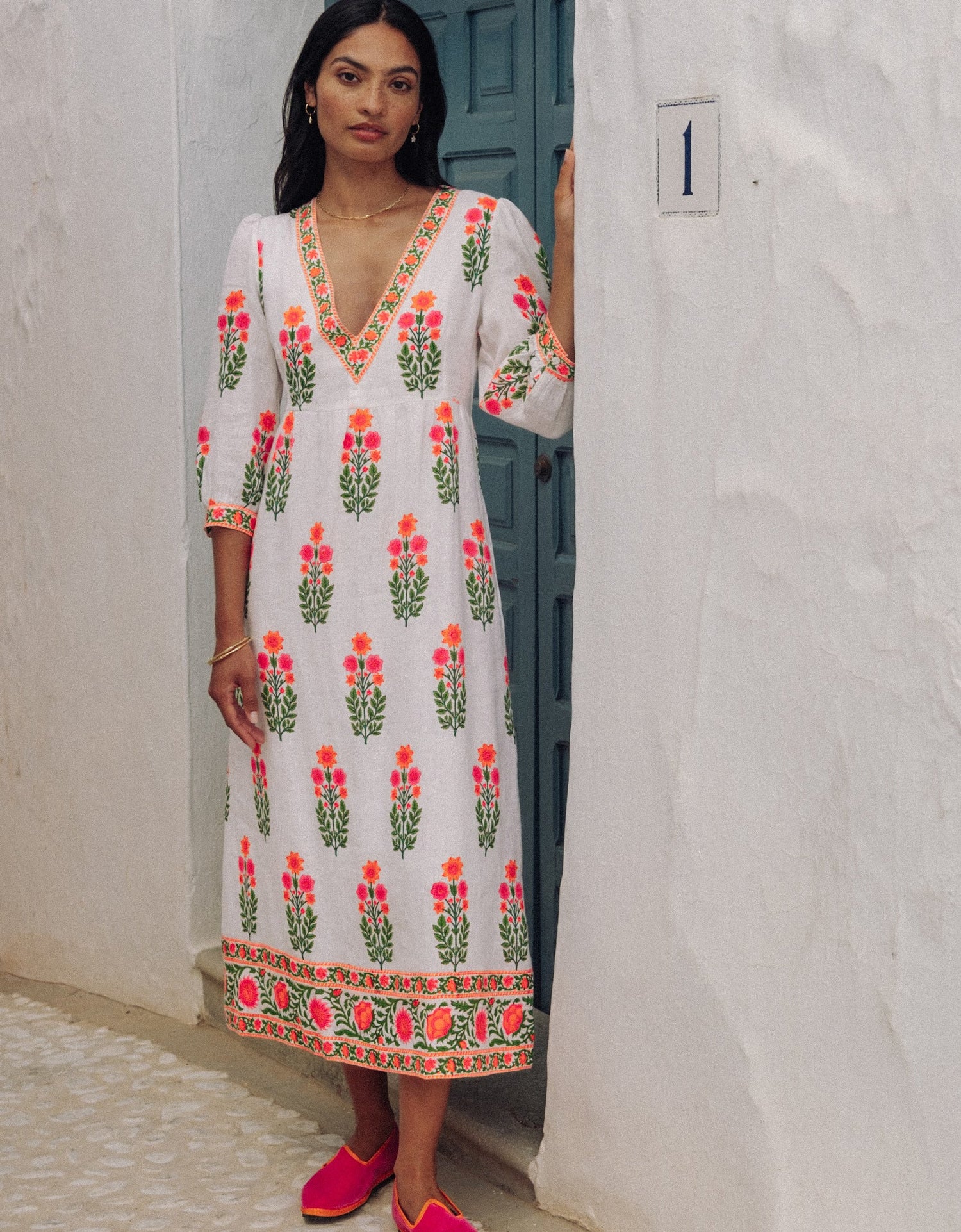 Pink City Prints Neon Botanical Pushkar Dress