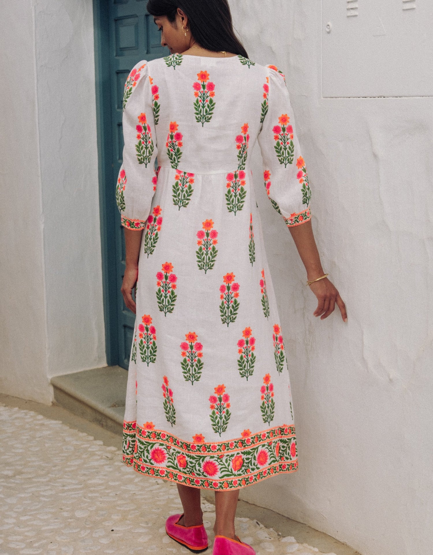 Pink City Prints Neon Botanical Pushkar Dress