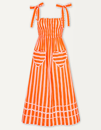 Pink City Prints Neon Orange Stripe Immy Dress