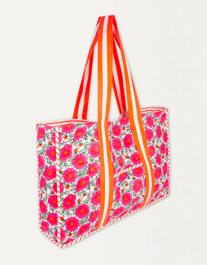 Pink City Prints Neon Poppy Canvas Tote