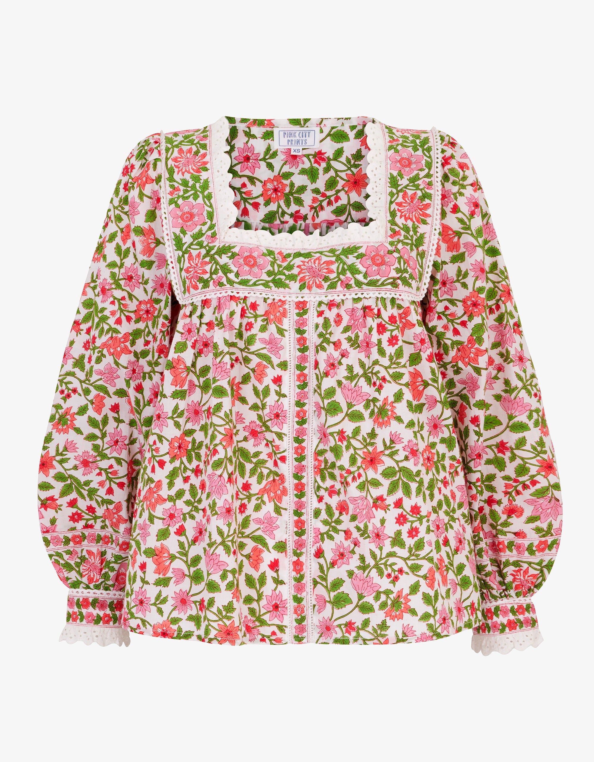 Pink City Prints Peach Jaal Fleur Blouse