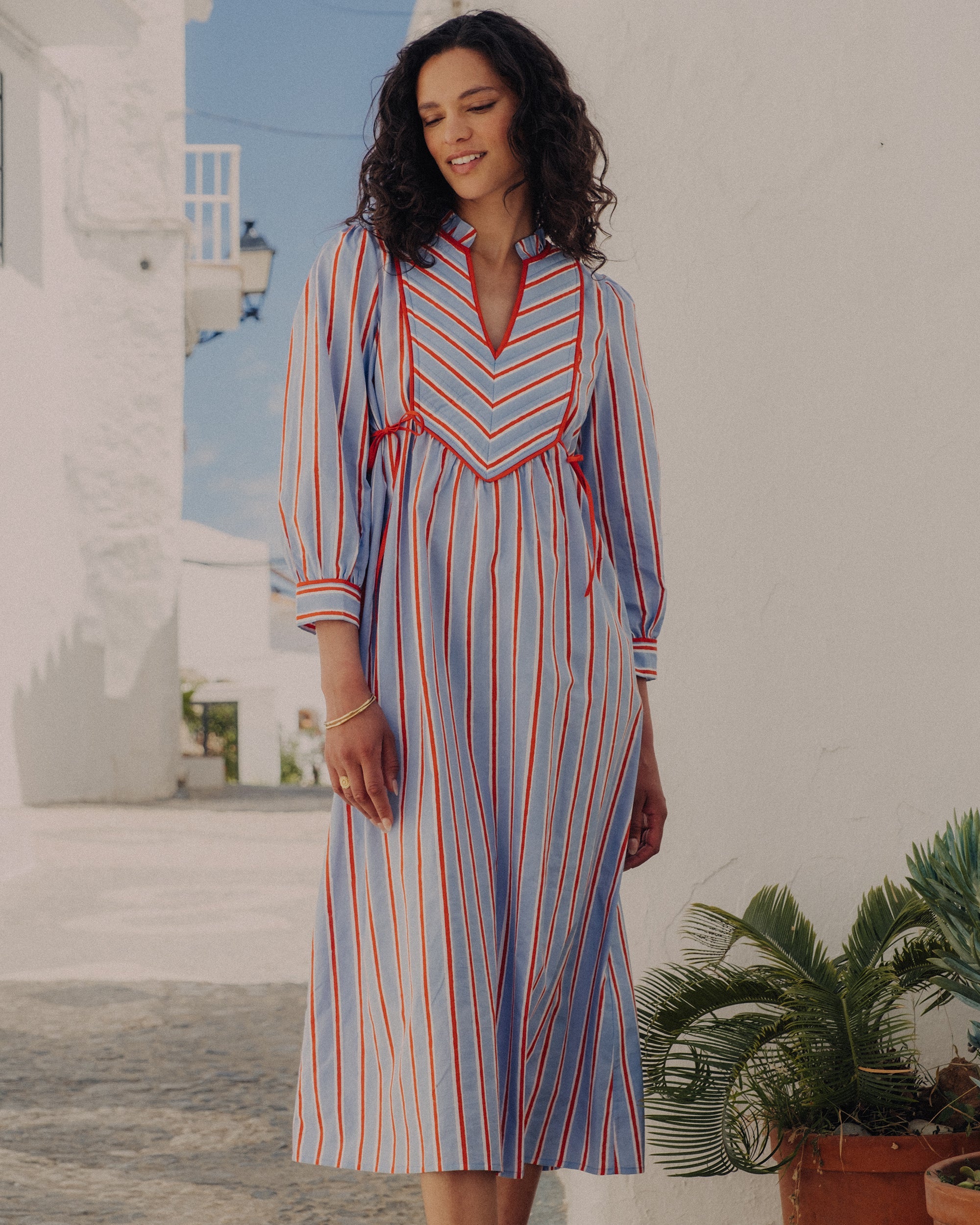 Pink City Prints Poets Stripe Elma Kaftan