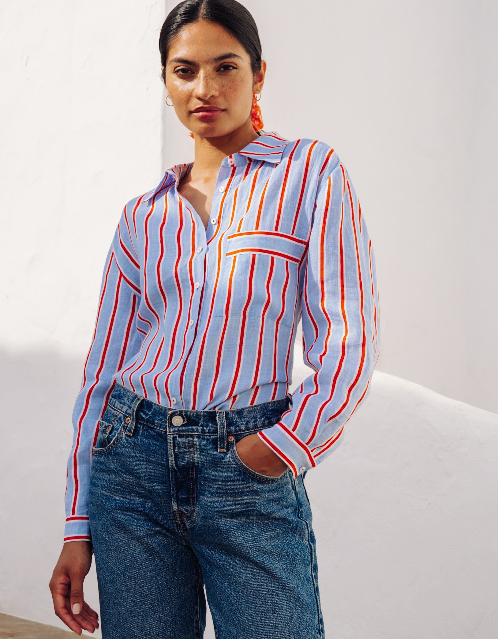 Pink City Prints Poets Stripe Gabi Shirt