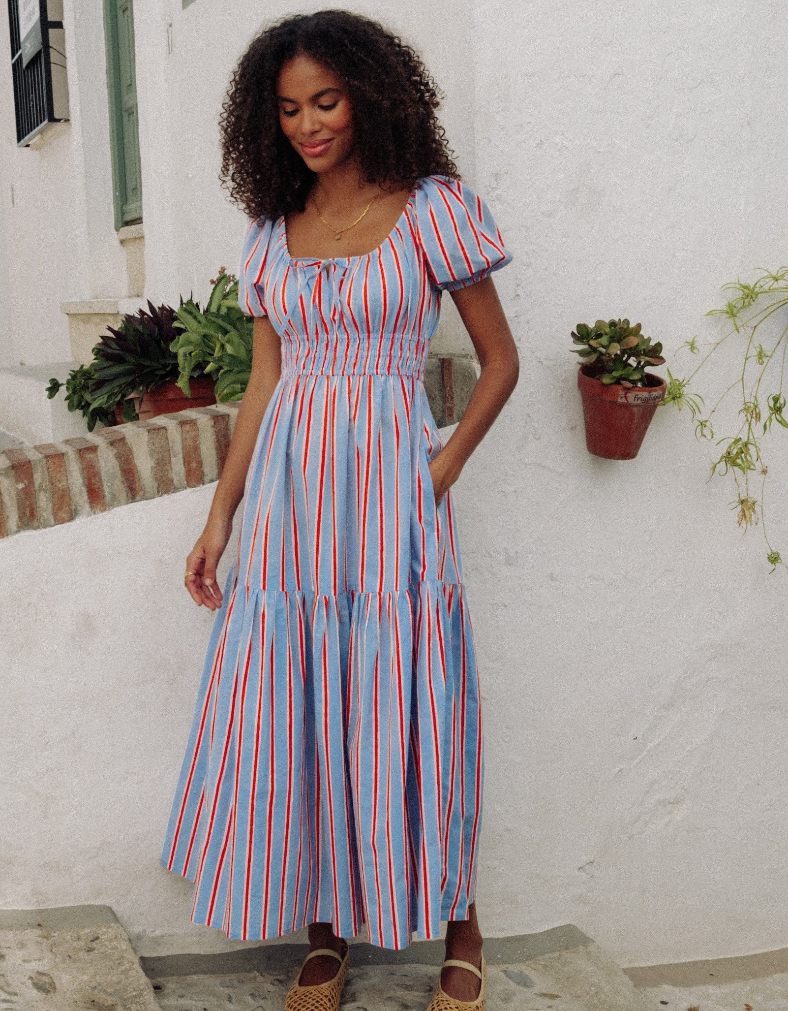 Pink City Prints Poets Stripe Katie Dress