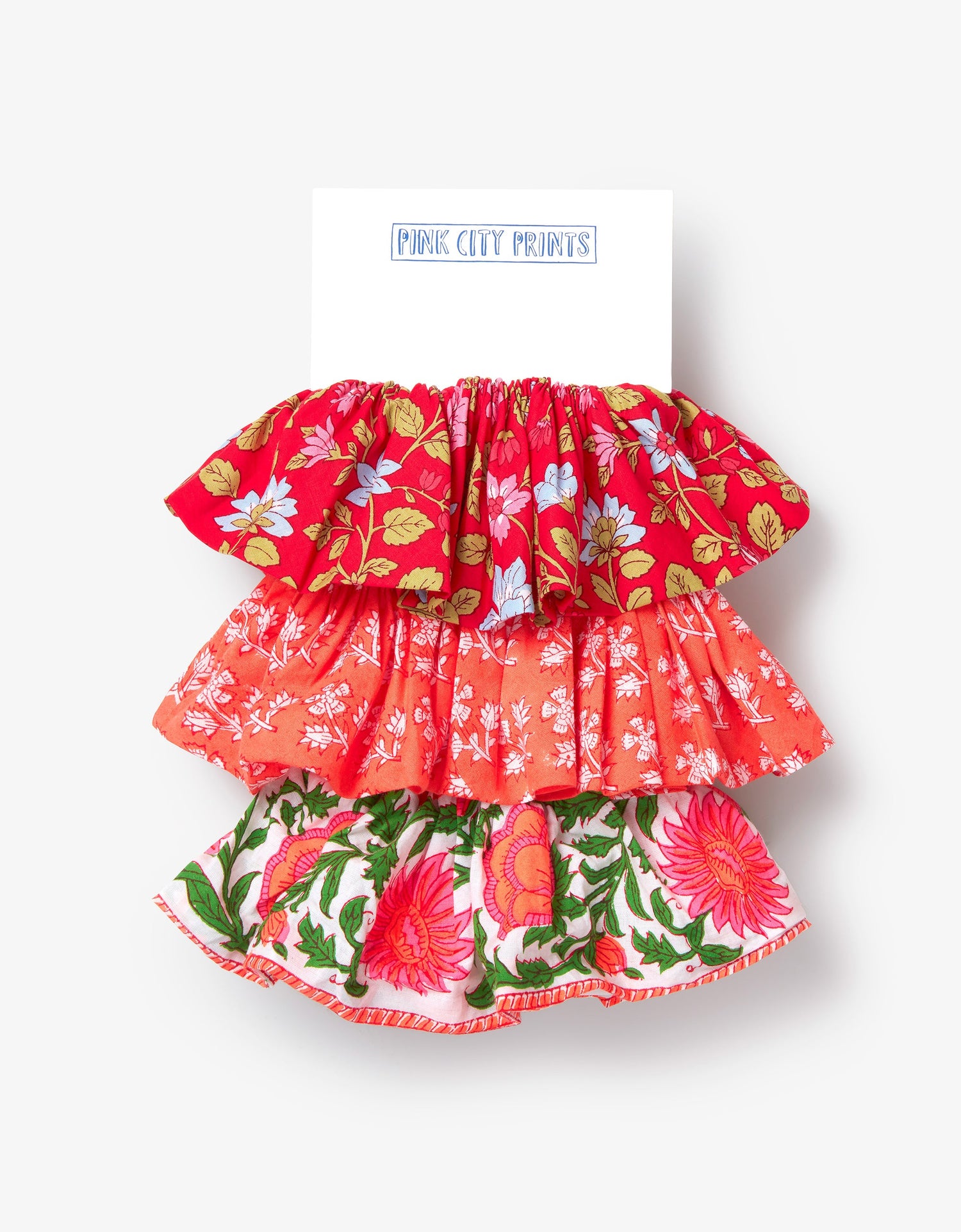 Pink City Prints Poppy Scrunchie Set