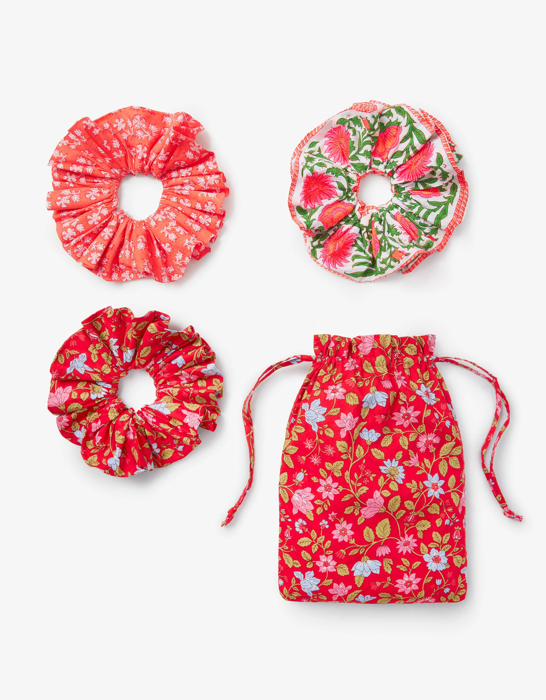 Pink City Prints Poppy Scrunchie Set