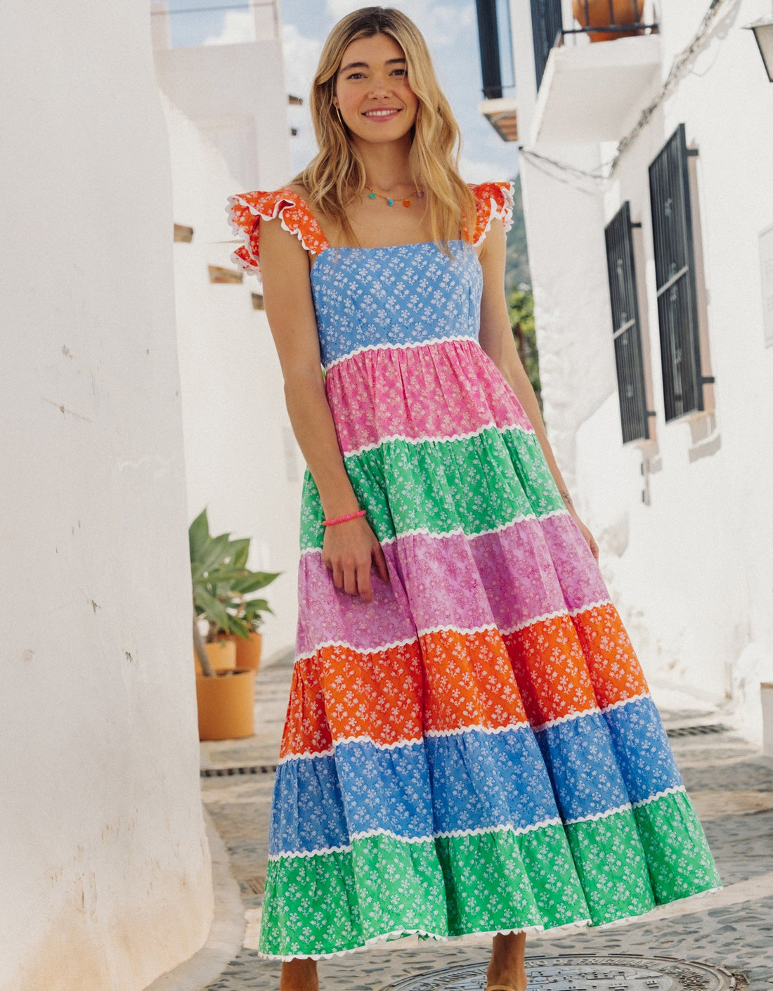 Pink City Prints Rainbow Patchwork Xanthe Dress