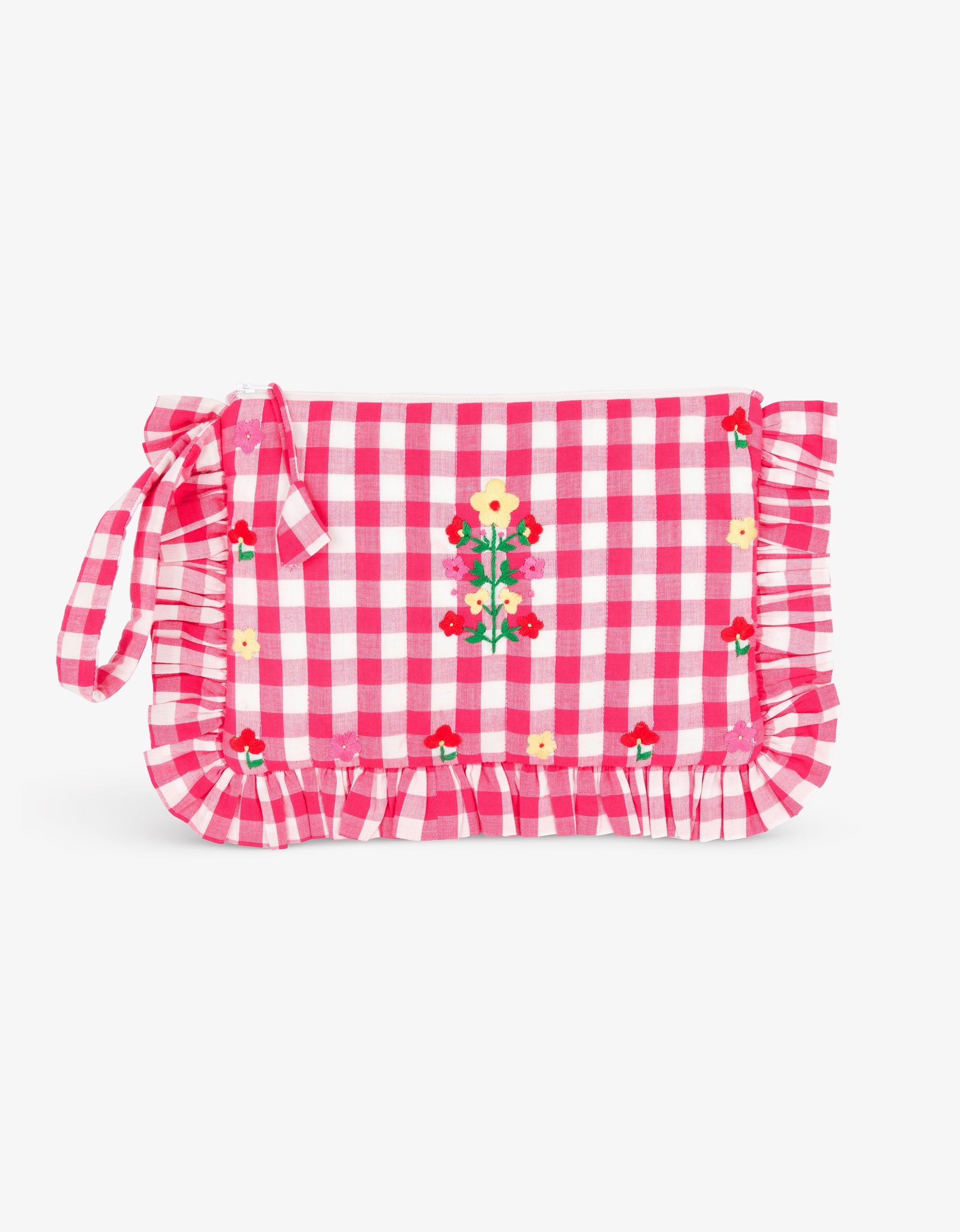 Pink City Prints Raspberry Ruffle Pouch