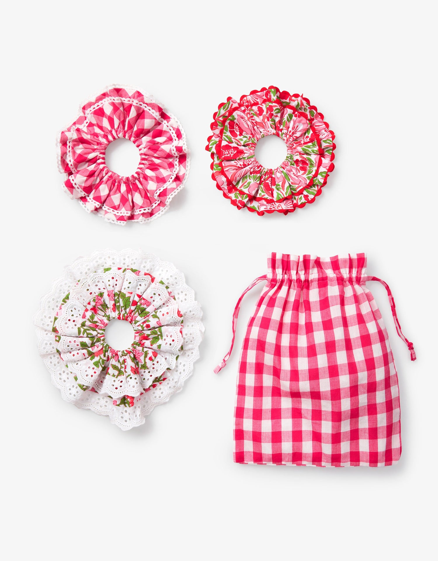 Pink City Prints Raspberry Scrunchie Set