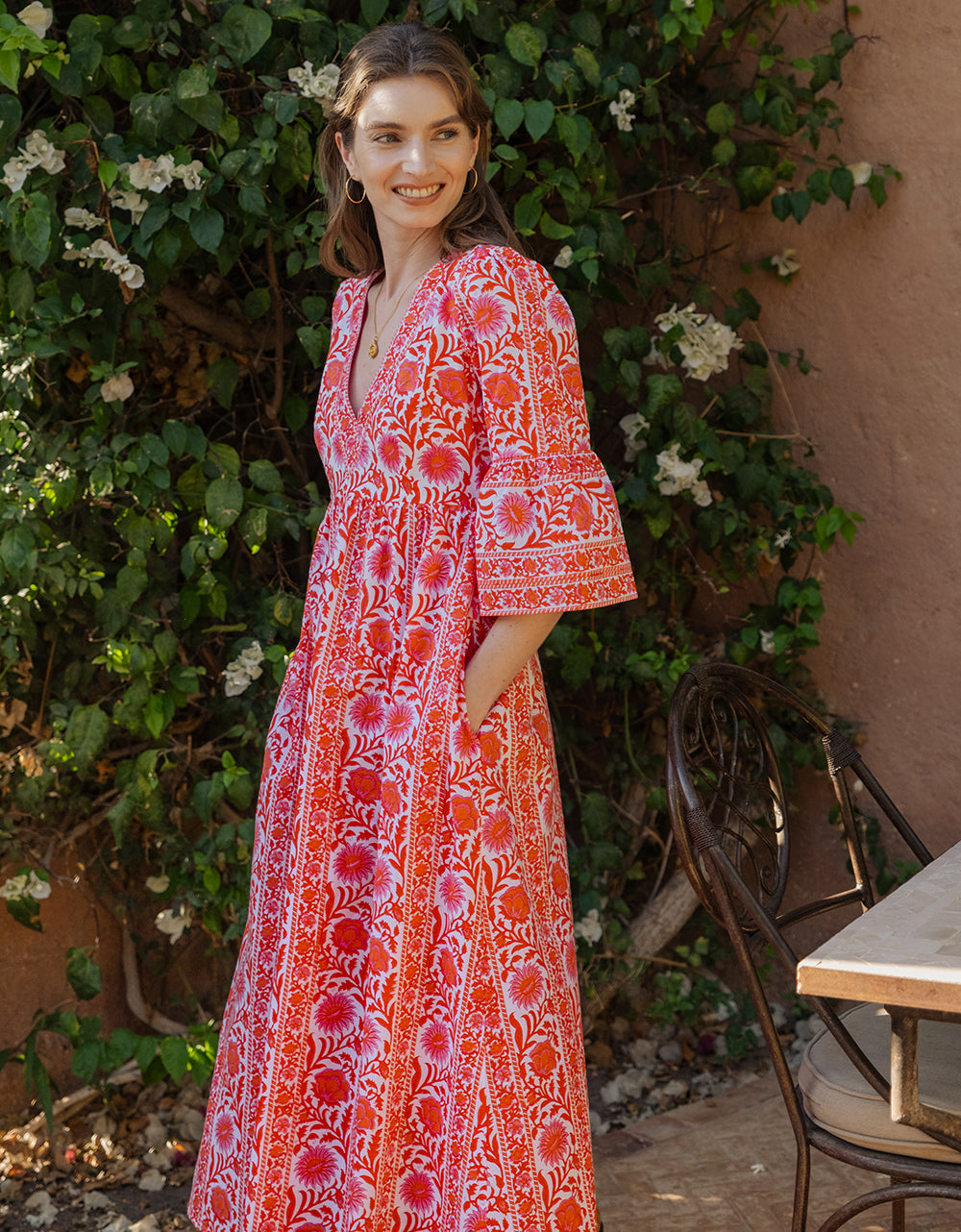 Pink City Prints Sunset Border Cyprus Dress