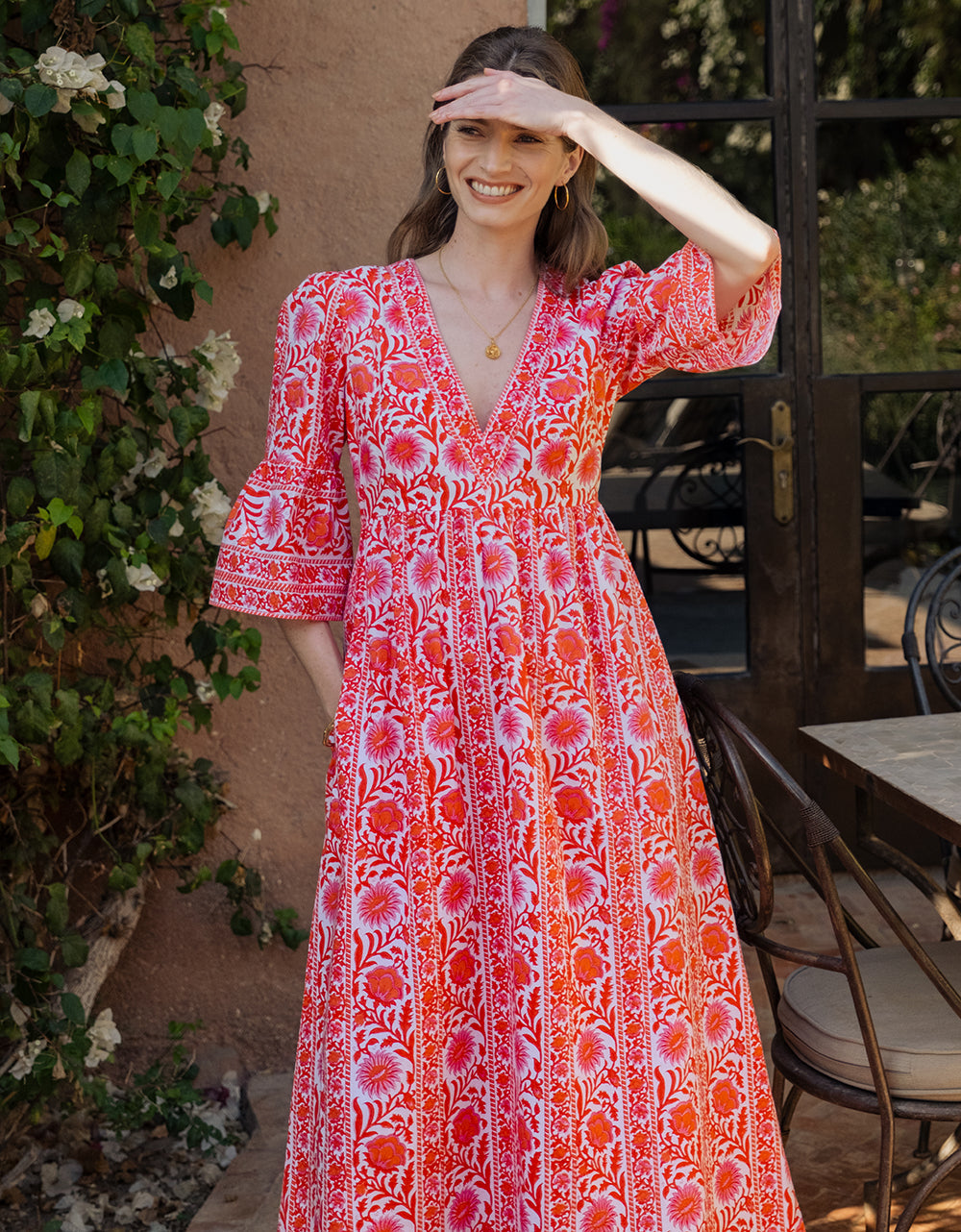 Pink City Prints Sunset Border Cyprus Dress