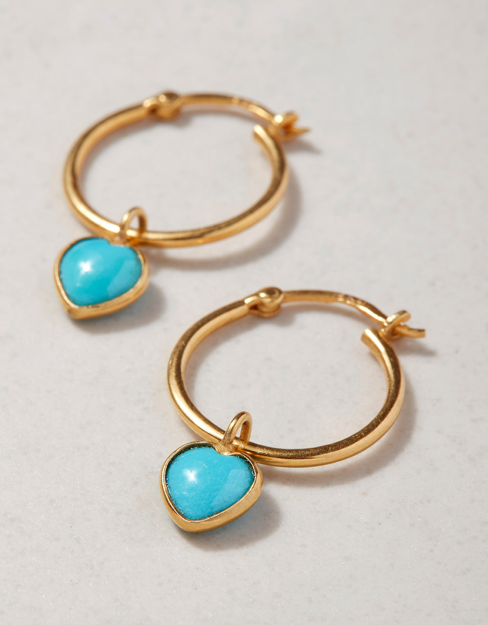 Pink City Prints Turquoise Heart Hoop Earrings