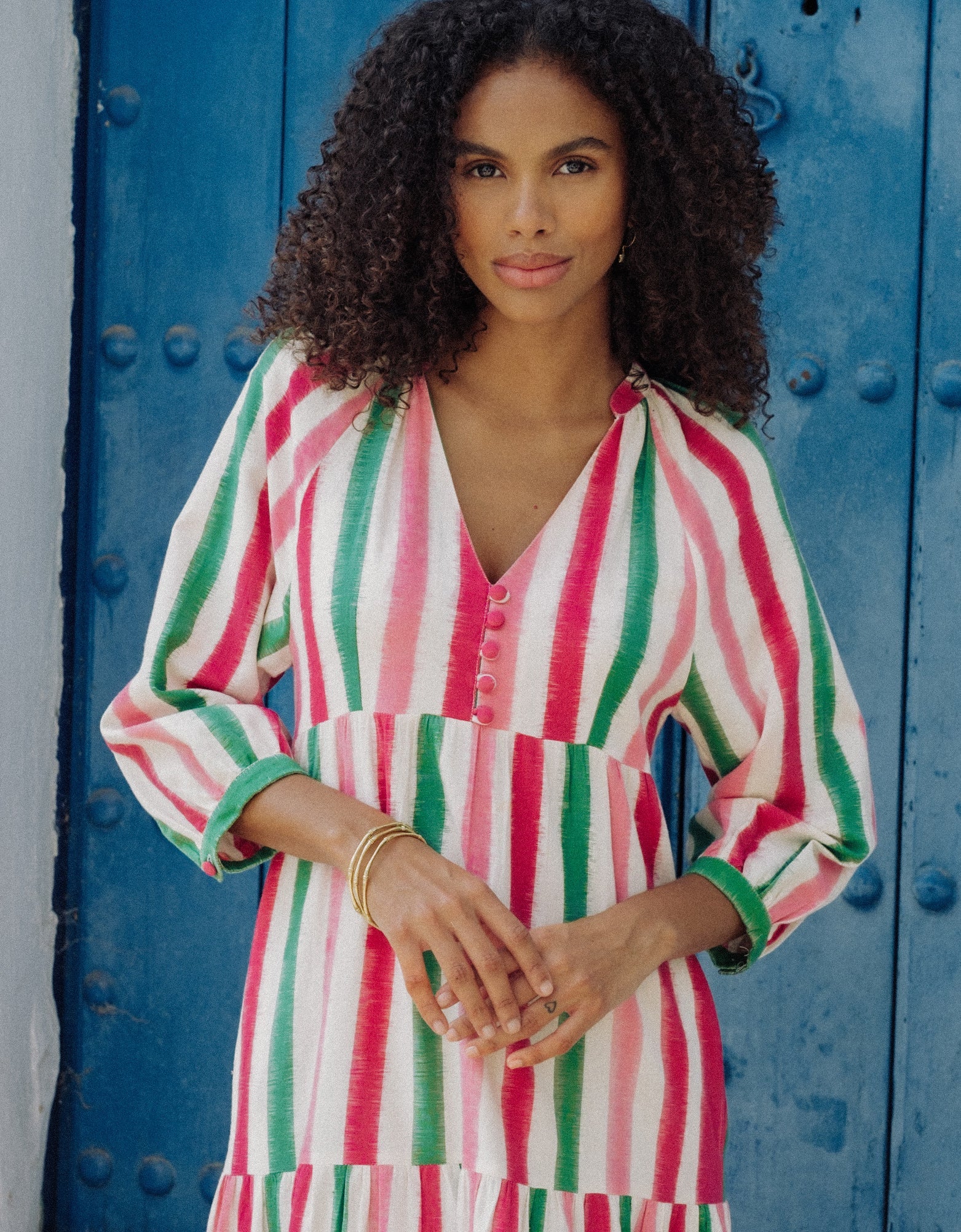 Pink City Prints Watermelon Stripe Manila Dress