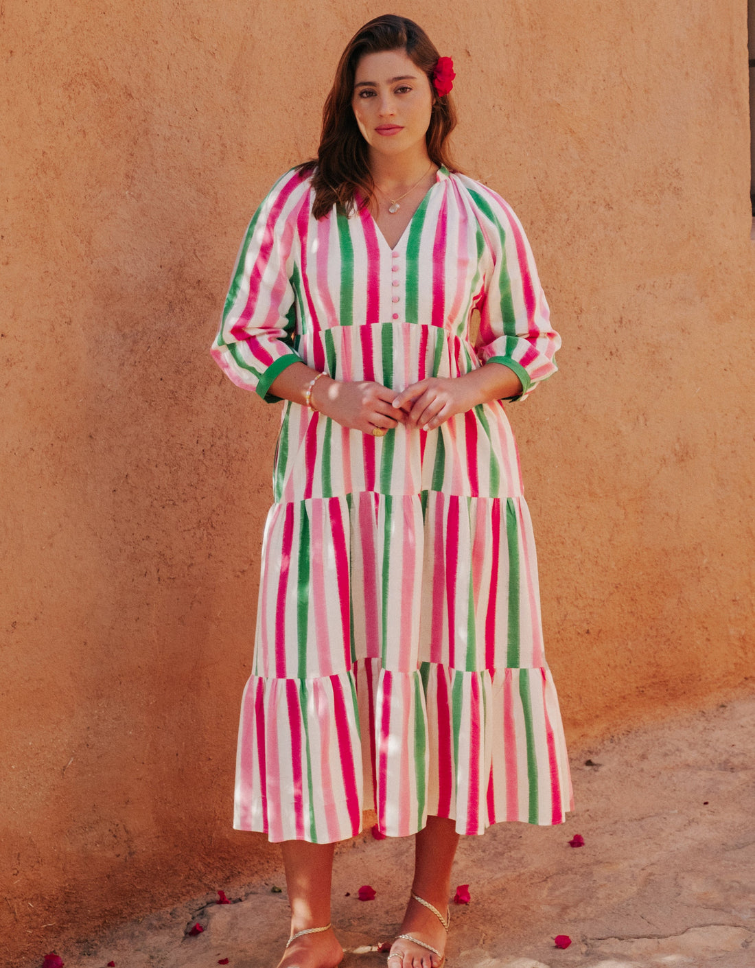 Pink City Prints Watermelon Stripe Manila Dress